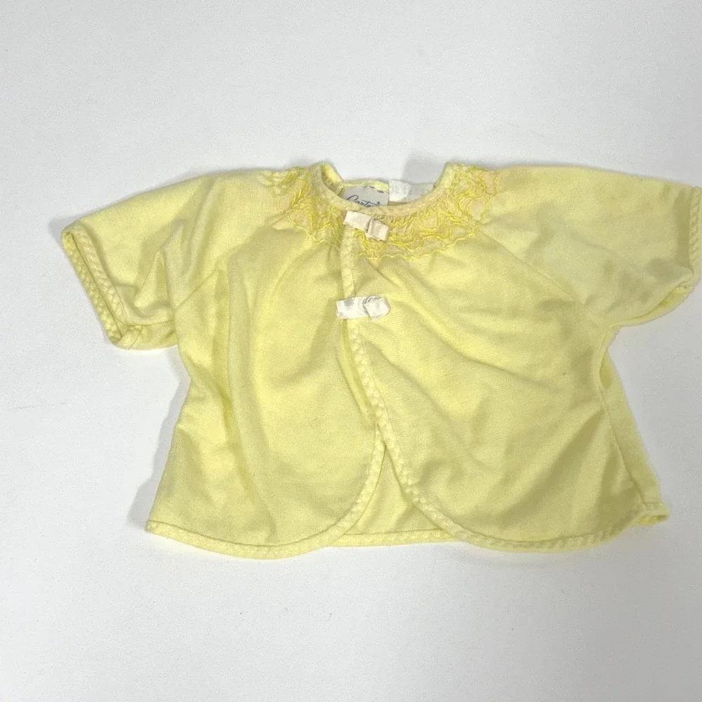 Vintage Carters Baby Shirts Lot 3 Yellow Circus Print Smocked Layette USA Made